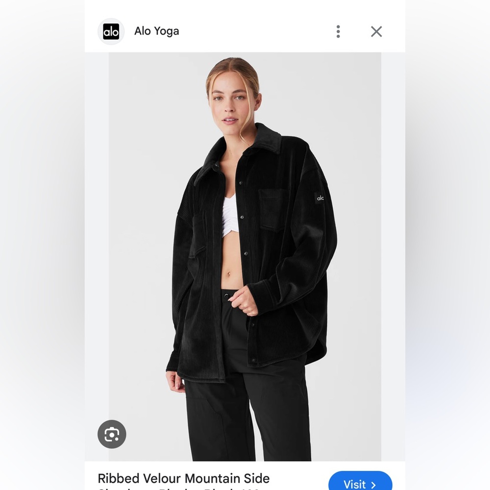 ALO Yoga ribbed black Velour Mountain side Shacket